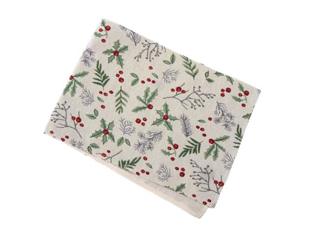 TAPESTRY TABLE RUNNER (HOLLY BERRIES) (36")